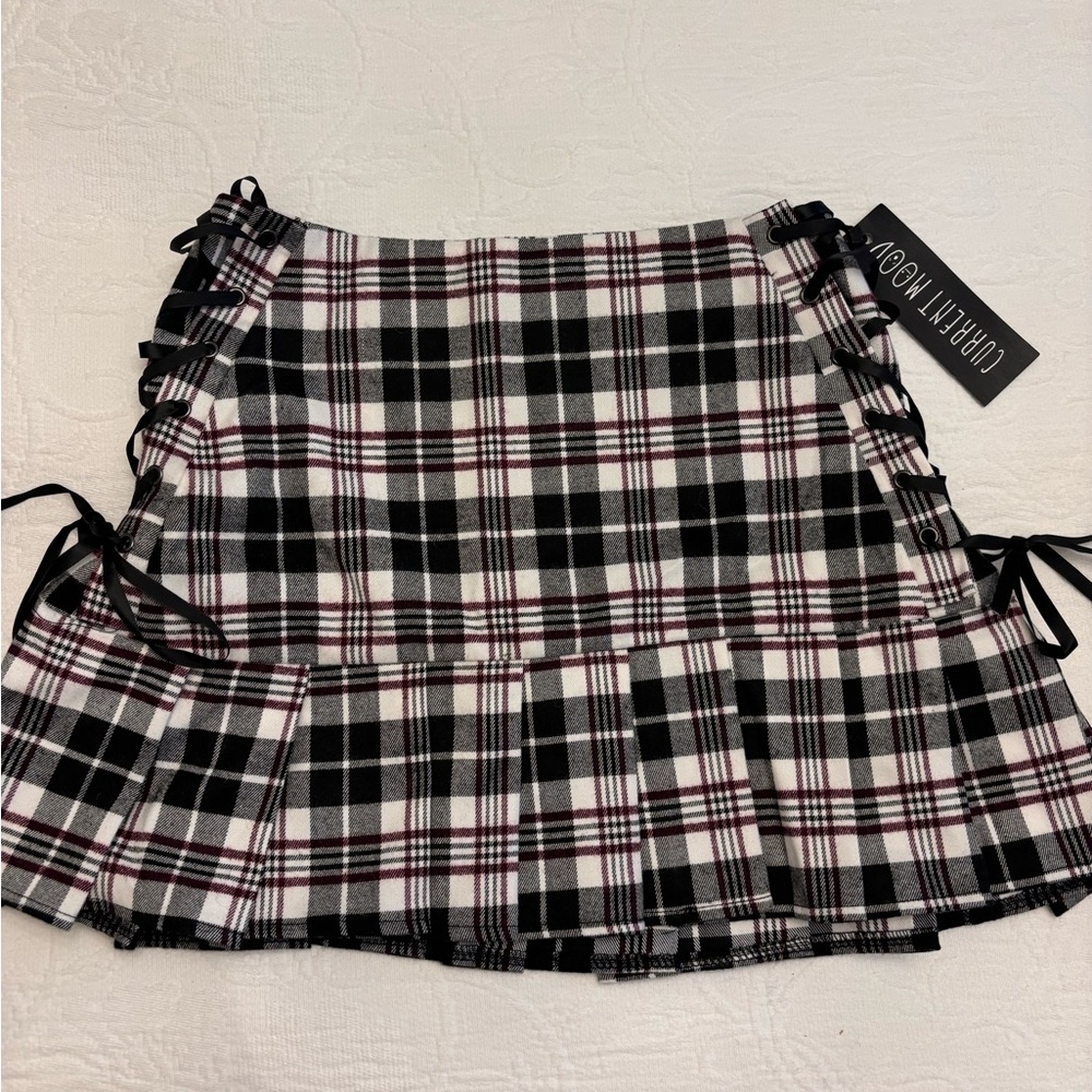 Current Mood Black and White Skater Mini Skirt